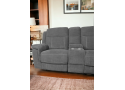 L-Shaped 5 Seater Grey Fabric Recliner Lounge with Two Manual Recliners and Console - Alice